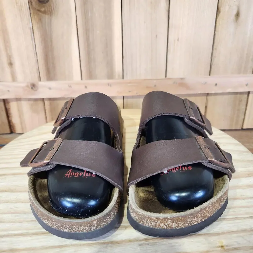 Birkenstock Arizona Sandals Shoes Womens 8 39 EU Brown Leather Slide Buckle